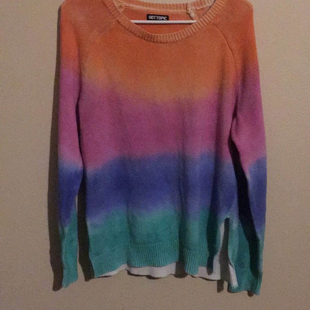 Cute dyed fabric rainbow sweater (stretchy)